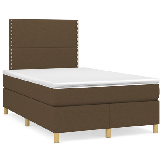 Boxspringbett mit Matratze & LED Dunkelbraun 120x190 cm Stoff