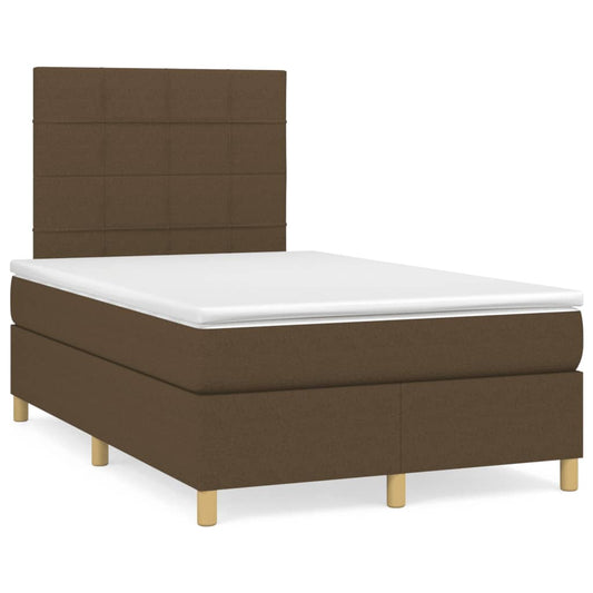 Boxspringbett mit Matratze & LED Dunkelbraun 120x190 cm Stoff