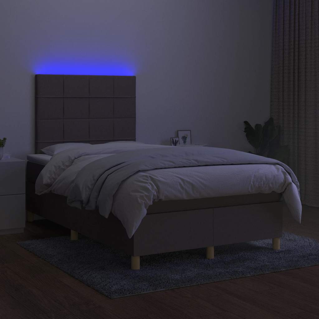 Boxspringbett mit Matratze & LED Taupe 120x190 cm Stoff