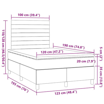 Boxspringbett mit Matratze & LED Dunkelbraun 120x190 cm Stoff