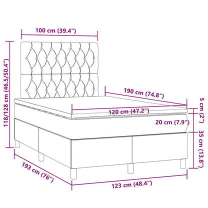 Boxspringbett mit Matratze & LED Dunkelbraun 120x190 cm Stoff