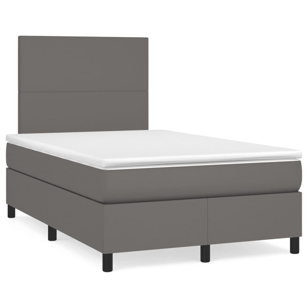 Boxspringbett mit Matratze & LED Grau 120x190 cm Kunstleder