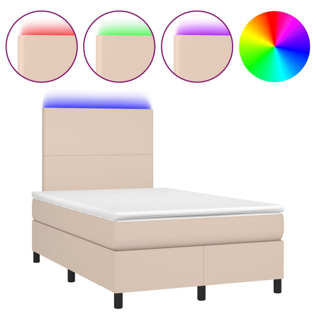 Boxspringbett mit Matratze & LED Cappuccino-Braun 120x190 cm