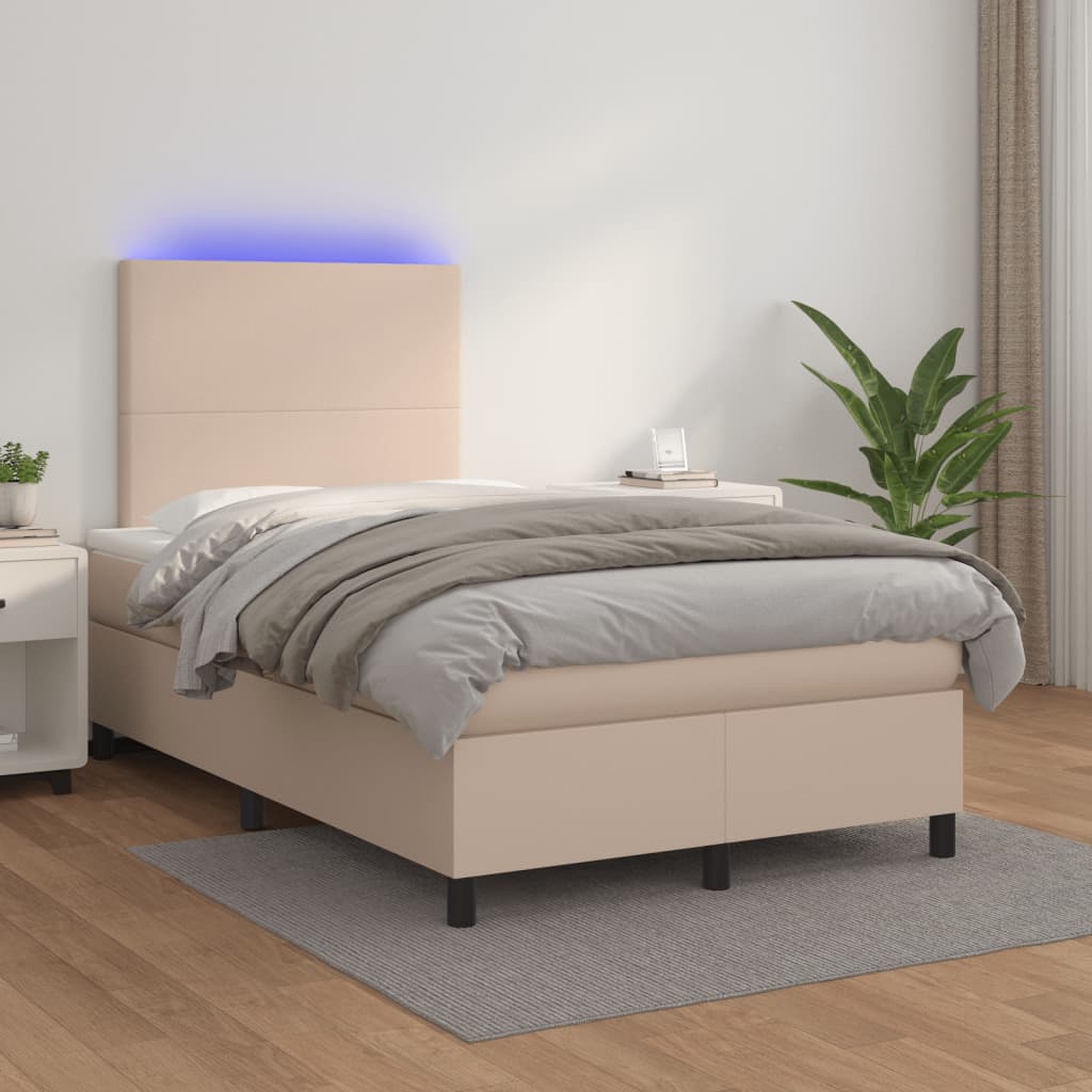 Boxspringbett mit Matratze & LED Cappuccino-Braun 120x190 cm