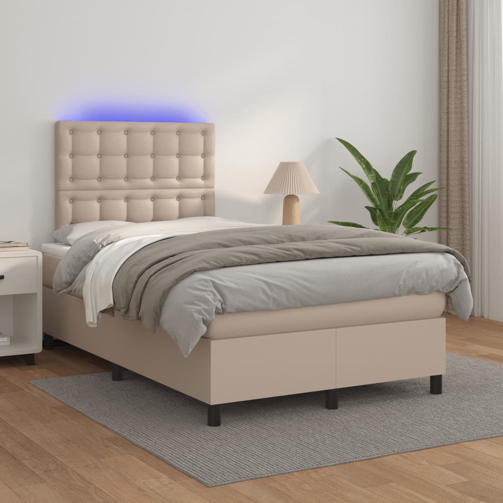 Boxspringbett mit Matratze & LED Cappuccino-Braun 120x190 cm