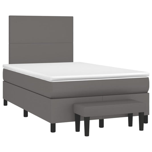 Boxspringbett mit Matratze Grau 120x190 cm Kunstleder