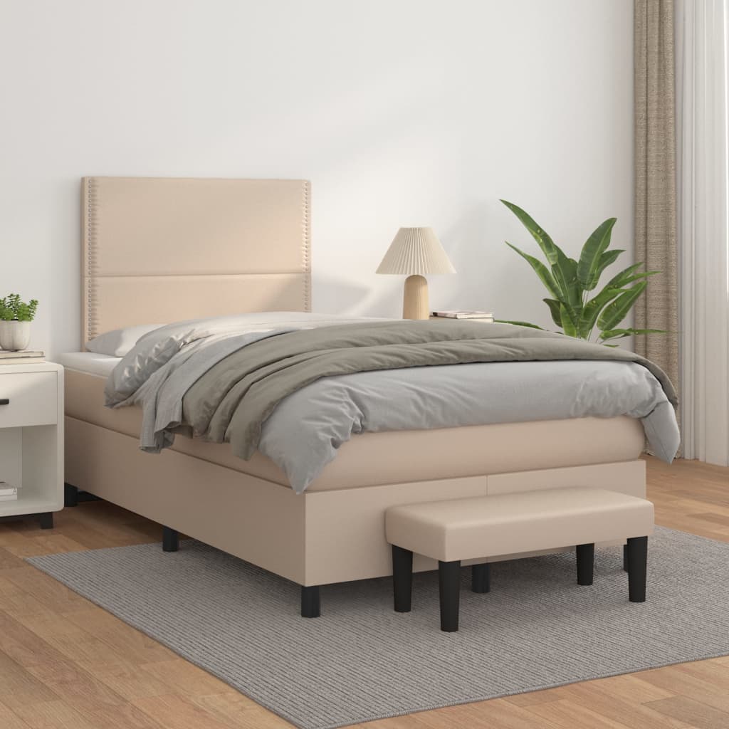 Boxspringbett Matratze Cappuccino-Braun 120x190 cm Kunstleder