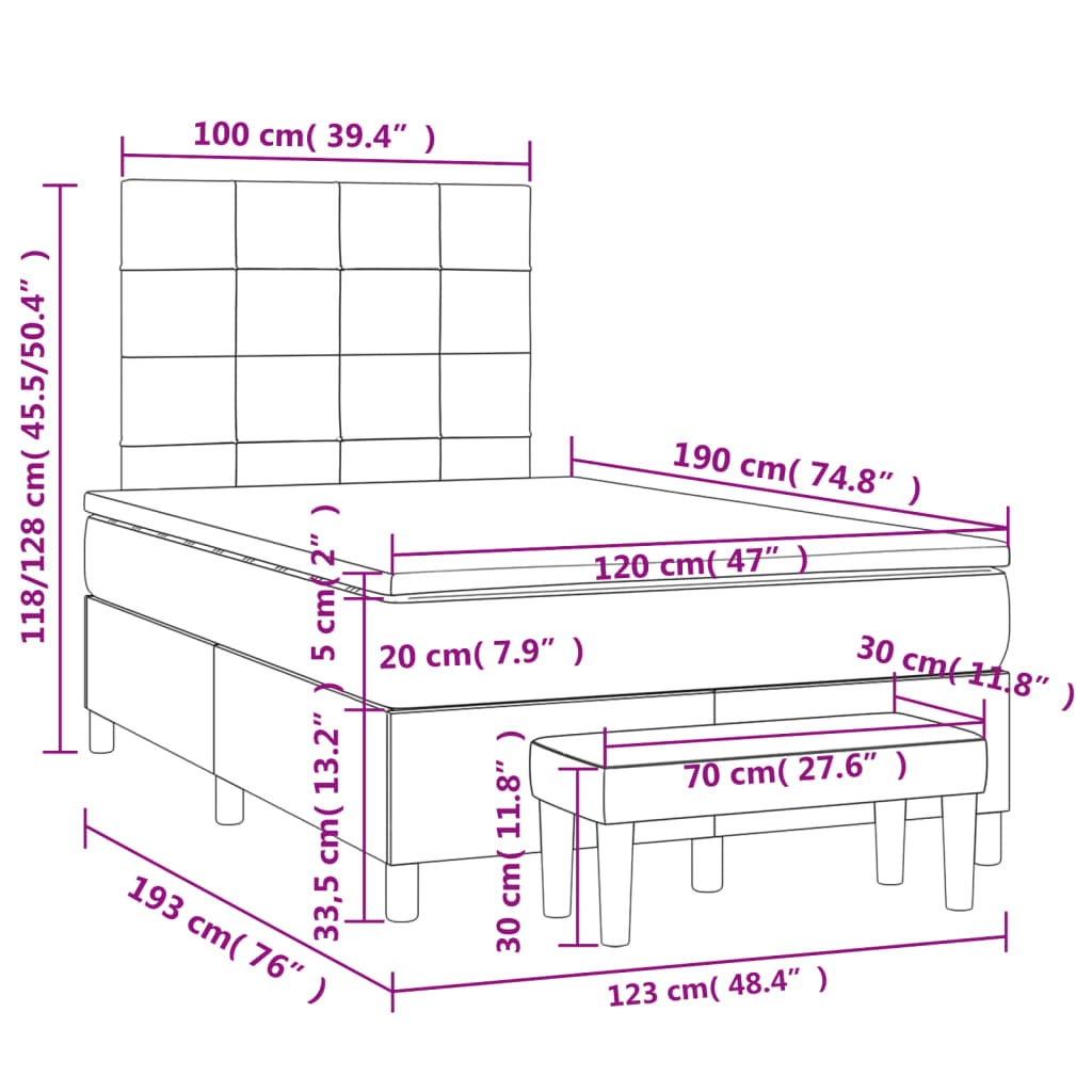 Boxspringbett mit Matratze Rosa 120x190 cm Samt