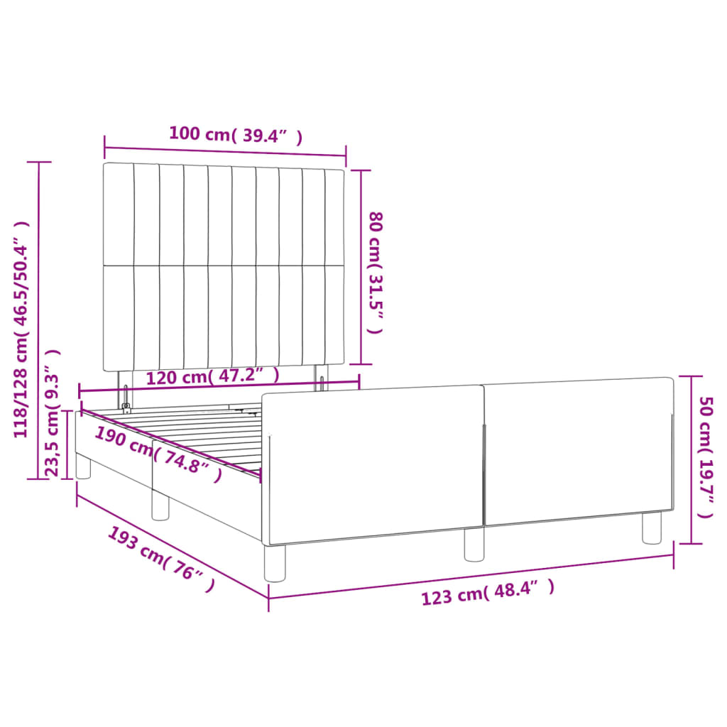 Bettgestell ohne Matratze Hellgrau 120x190 cm Stoff