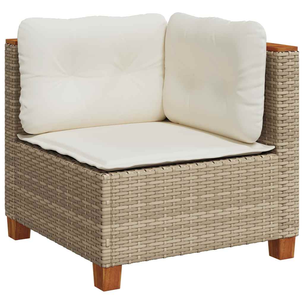 6-tlg. Garten-Sofagarnitur mit Kissen Beige Poly Rattan