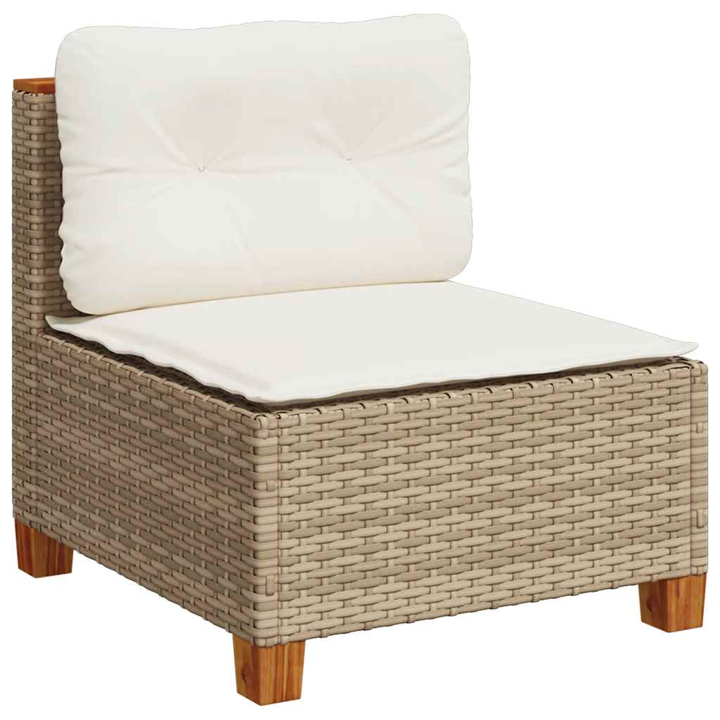 6-tlg. Garten-Sofagarnitur mit Kissen Beige Poly Rattan