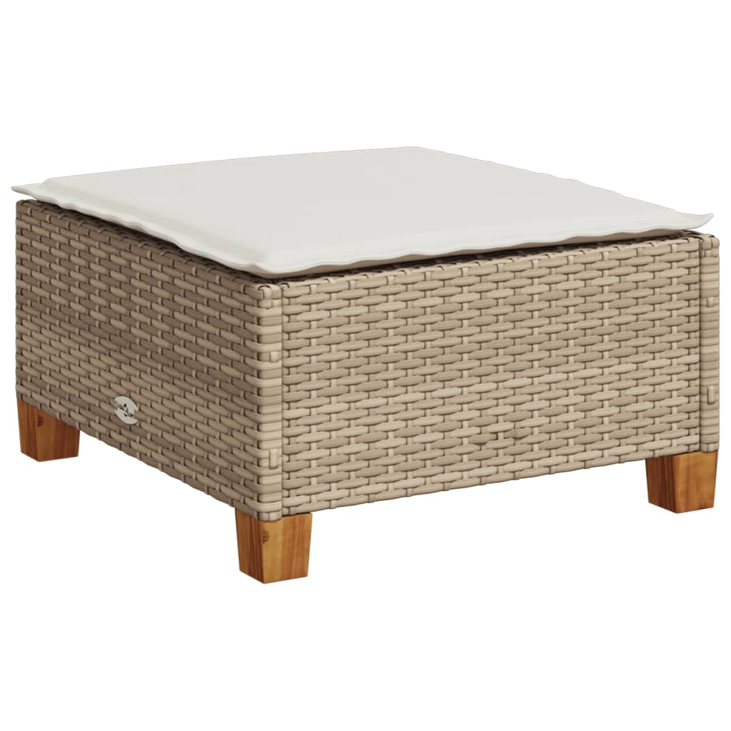 5-tlg. Garten-Sofagarnitur mit Kissen Beige Poly Rattan