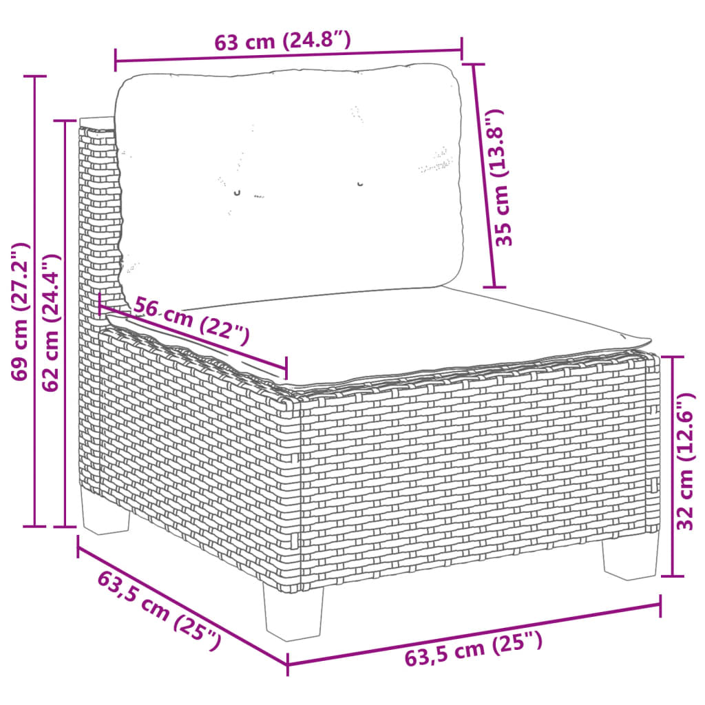 6-tlg. Garten-Sofagarnitur mit Kissen Beige Poly Rattan