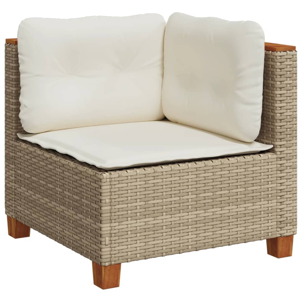 7-tlg. Garten-Sofagarnitur mit Kissen Beige Poly Rattan