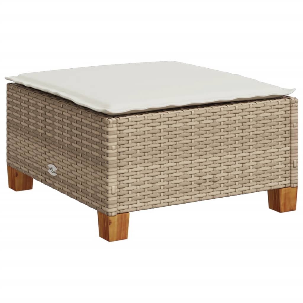 8-tlg. Garten-Sofagarnitur mit Kissen Beige Poly Rattan