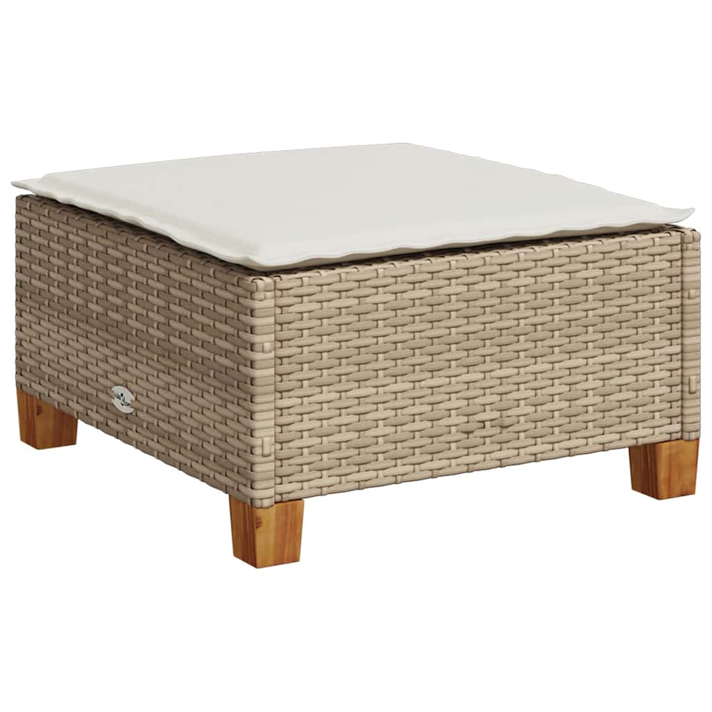 9-tlg. Garten-Sofagarnitur mit Kissen Beige Poly Rattan