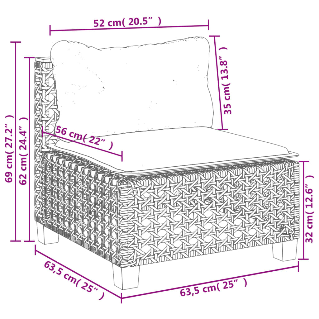 10-tlg. Garten-Sofagarnitur mit Kissen Schwarz Poly Rattan