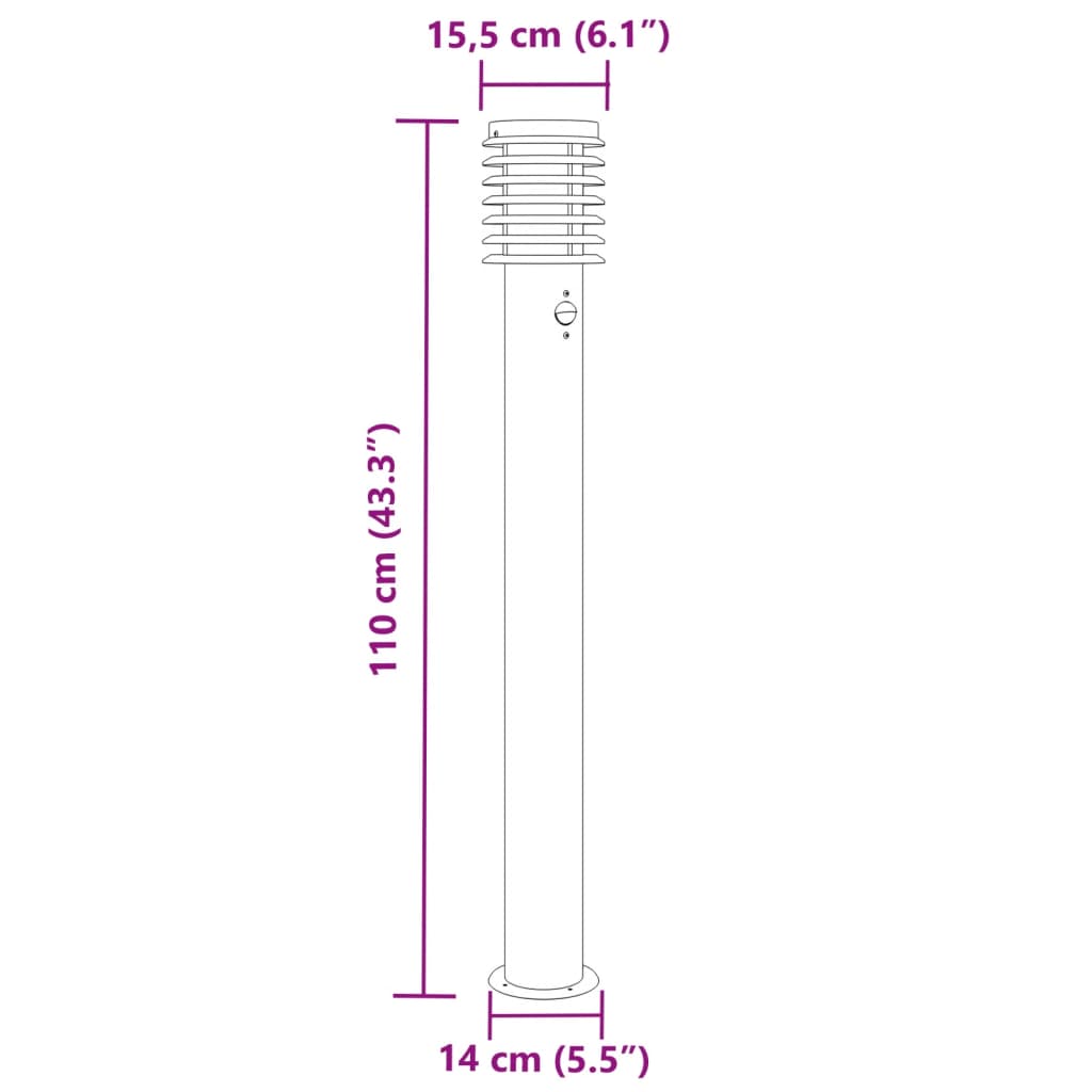 Wegeleuchten mit Bewegungsmelder 3 Stk. Schwarz 110cm Edelstahl