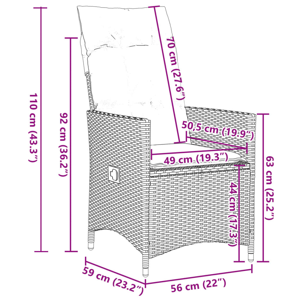 5-tlg. Garten-Essgruppe mit Kissen Schwarz Poly Rattan