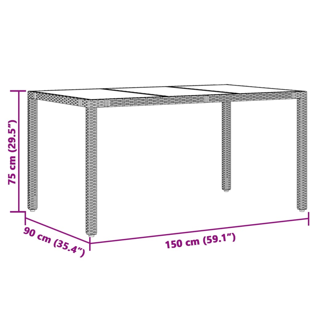 5-tlg. Garten-Essgruppe mit Kissen Schwarz Poly Rattan