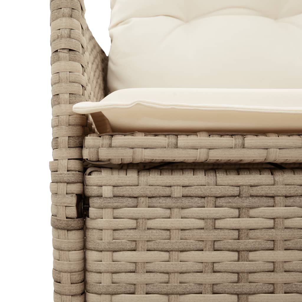 5-tlg. Garten-Essgruppe mit Kissen Beige Poly Rattan