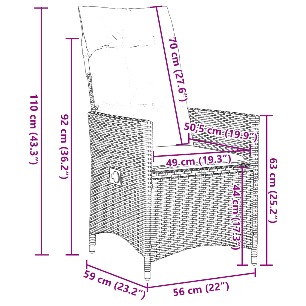 5-tlg. Garten-Essgruppe mit Kissen Beige Poly Rattan