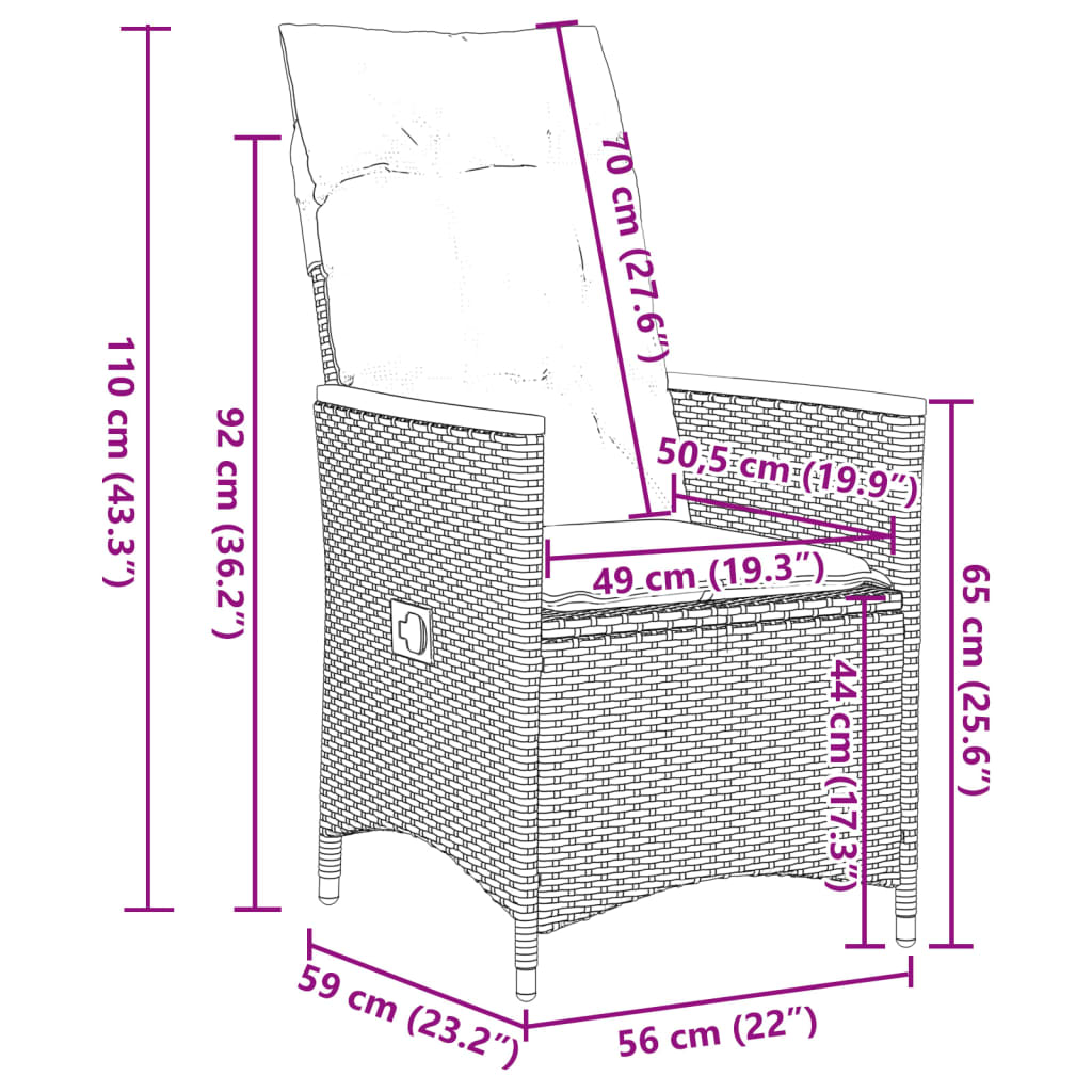 9-tlg. Garten-Essgruppe mit Kissen Schwarz Poly Rattan