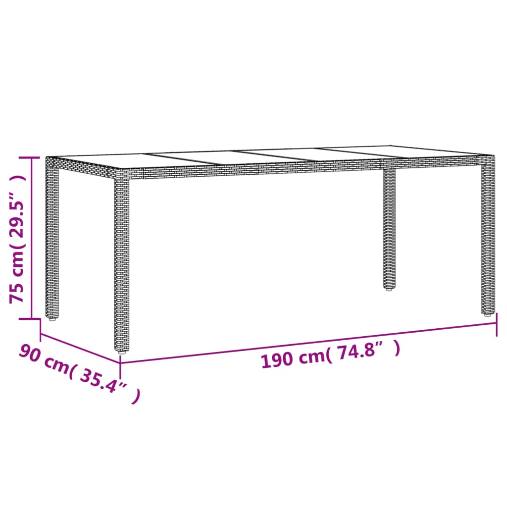 9-tlg. Garten-Essgruppe mit Kissen Schwarz Poly Rattan und Glas