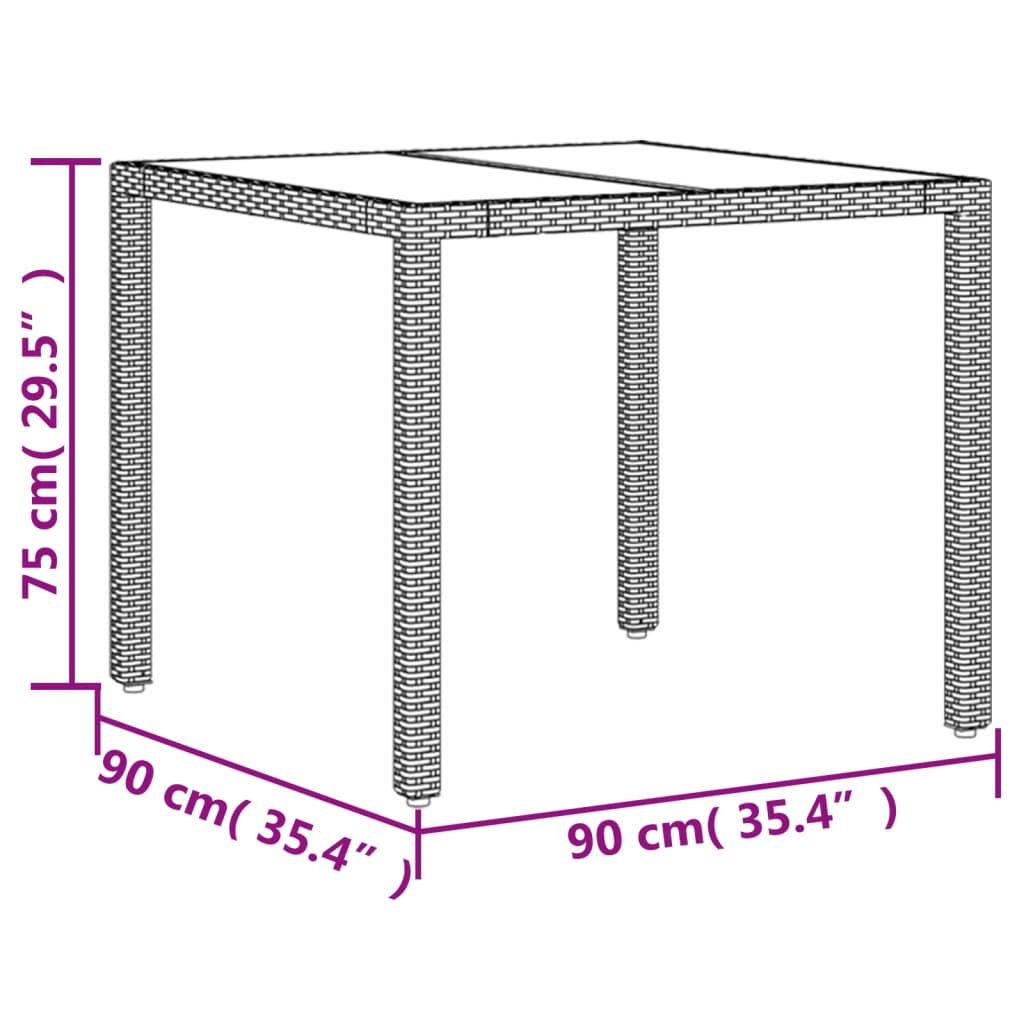 5-tlg. Garten-Essgruppe mit Kissen Braun Poly Rattan Glas