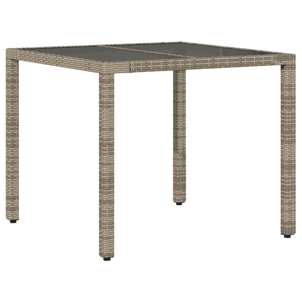 3-tlg. Garten-Essgruppe mit Kissen Grau Poly Rattan und Glas