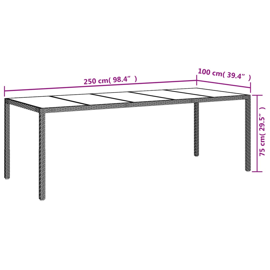 9-tlg. Garten-Essgruppe mit Kissen Braun Poly Rattan Glas