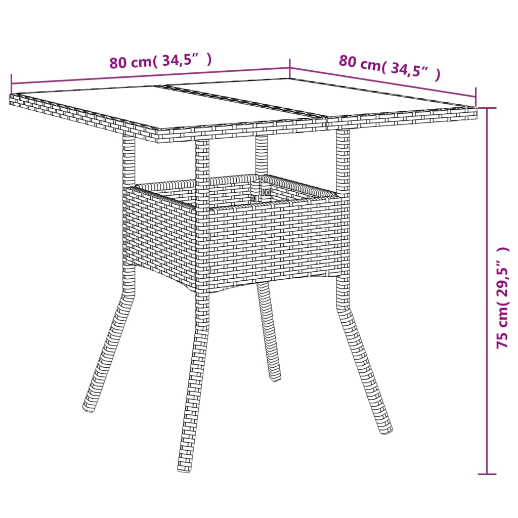 5-tlg. Garten-Essgruppe mit Kissen Grau Poly Rattan und Glas