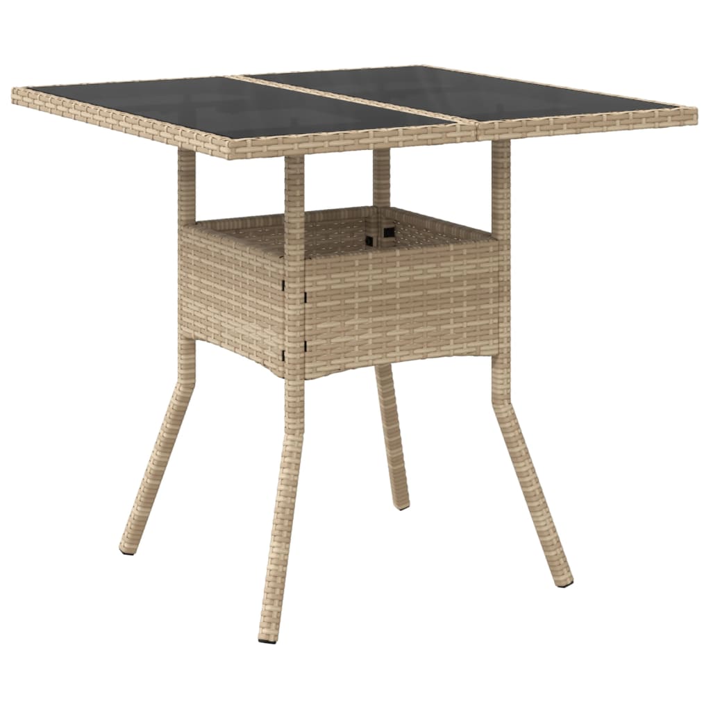 5-tlg. Garten-Essgruppe mit Kissen Beige Poly Rattan und Glas