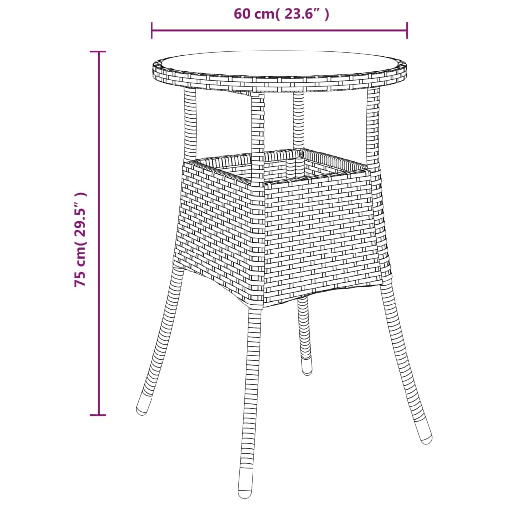 3-tlg. Garten-Essgruppe mit Kissen Braun Poly Rattan Glas