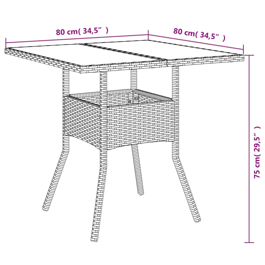 3-tlg. Garten-Essgruppe mit Kissen Schwarz Poly Rattan Akazie