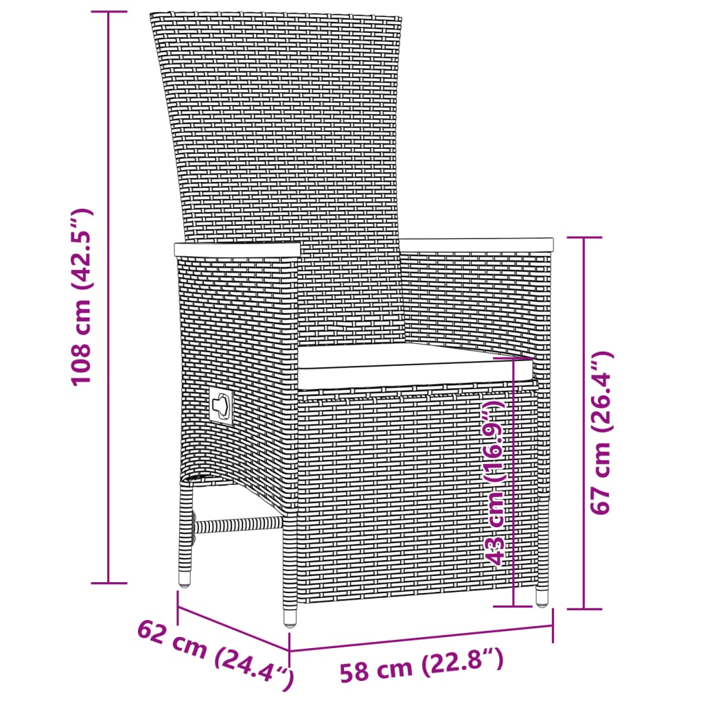 9-tlg. Garten-Essgruppe mit Kissen Schwarz Poly Rattan