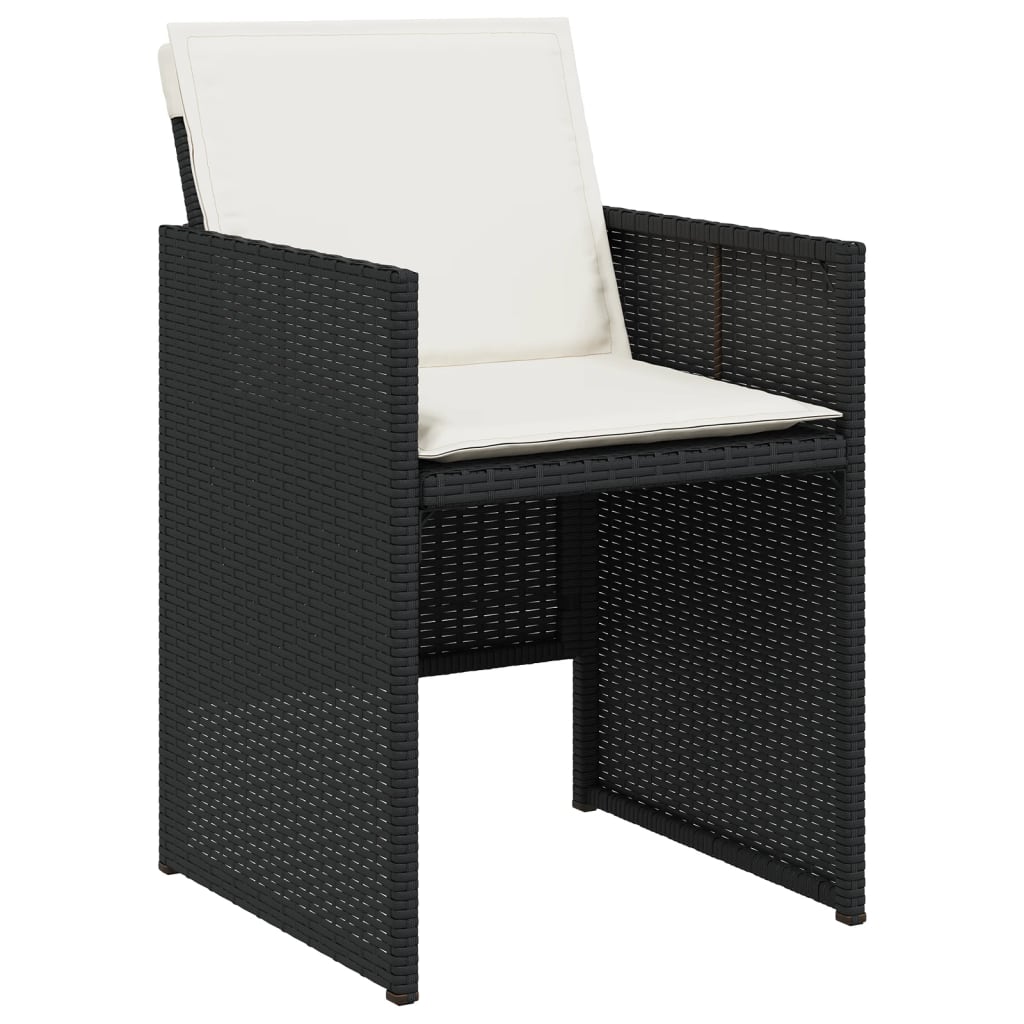 5-tlg. Garten-Essgruppe mit Kissen Schwarz Poly Rattan