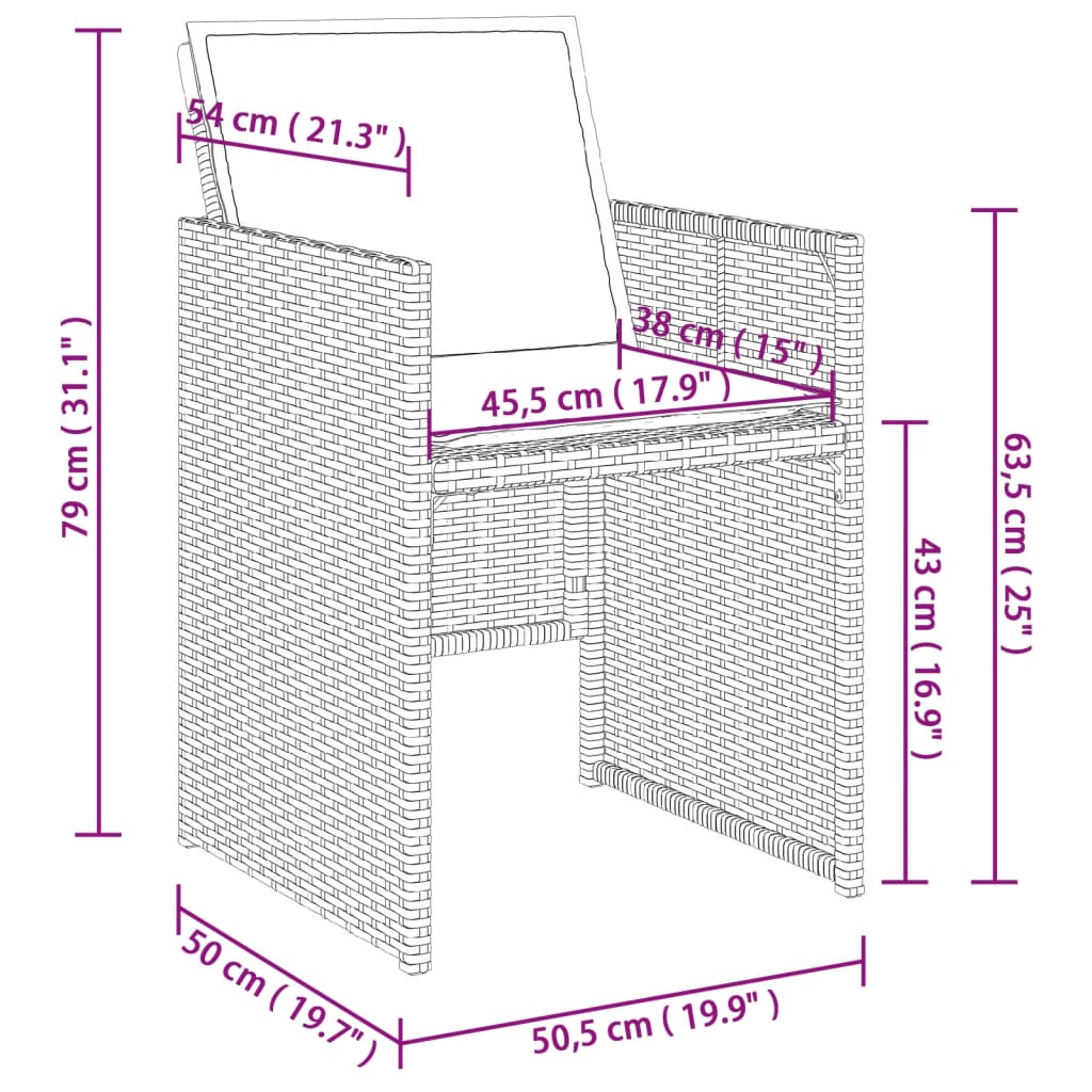 5-tlg. Garten-Essgruppe mit Kissen Hellgrau Poly Rattan