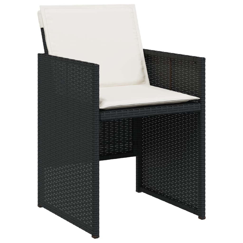 13-tlg. Garten-Essgruppe mit Kissen Schwarz Poly Rattan