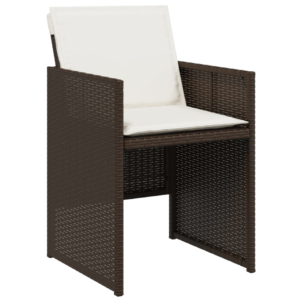 13-tlg. Garten-Essgruppe mit Kissen Braun Poly Rattan