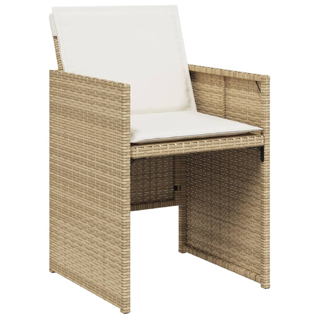 15-tlg. Garten-Essgruppe mit Kissen Beige Poly Rattan