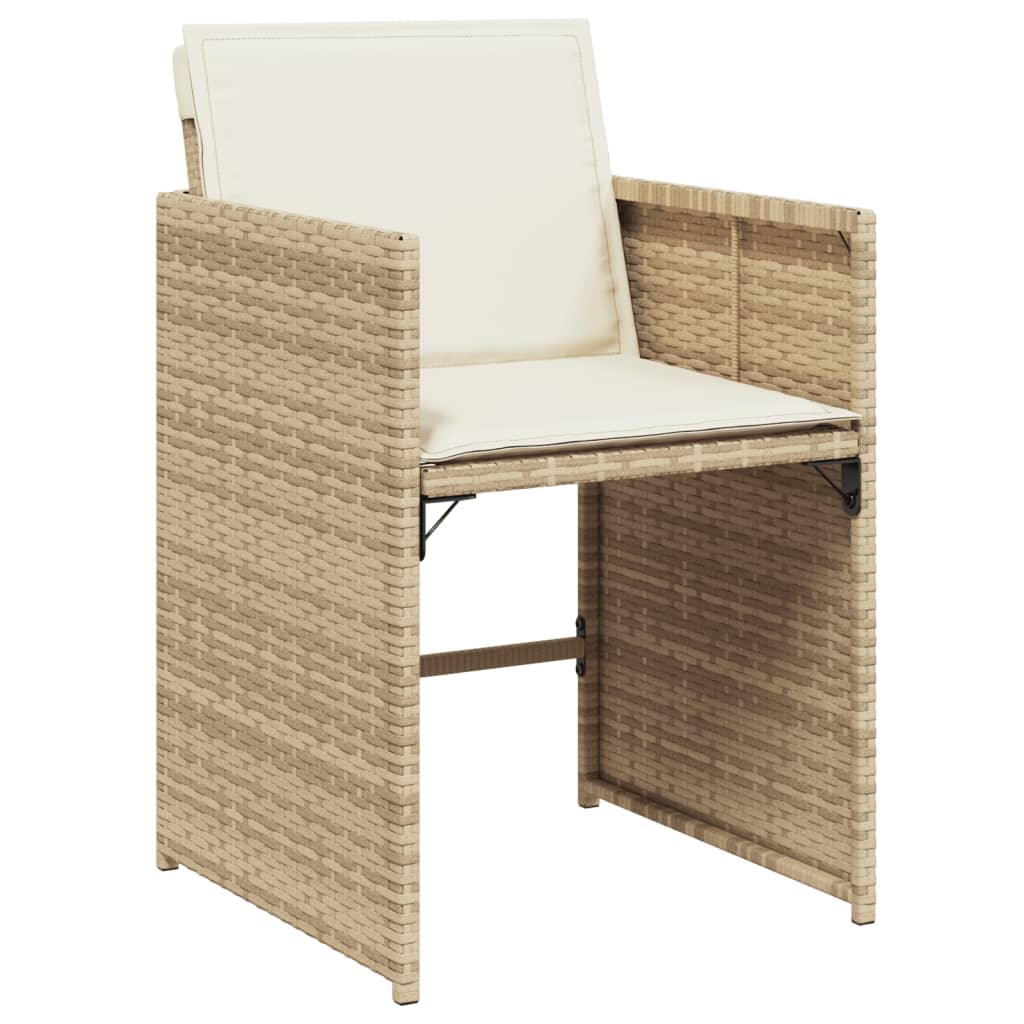 5-tlg. Garten-Essgruppe mit Kissen Beige Poly Rattan