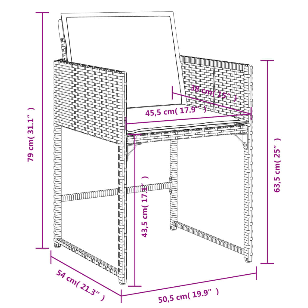 5-tlg. Garten-Essgruppe mit Kissen Beigemischung Poly Rattan