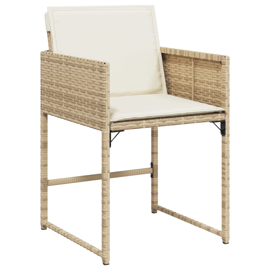 9-tlg. Garten-Essgruppe mit Kissen Beige Poly Rattan