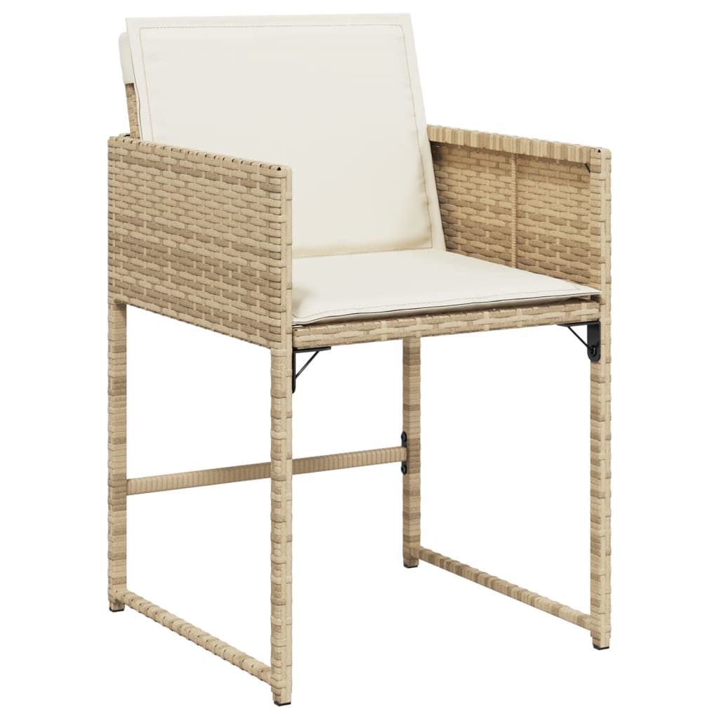 13-tlg. Garten-Essgruppe mit Kissen Beige Poly Rattan