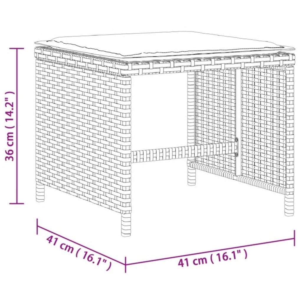 13-tlg. Garten-Essgruppe mit Kissen Beige Poly Rattan