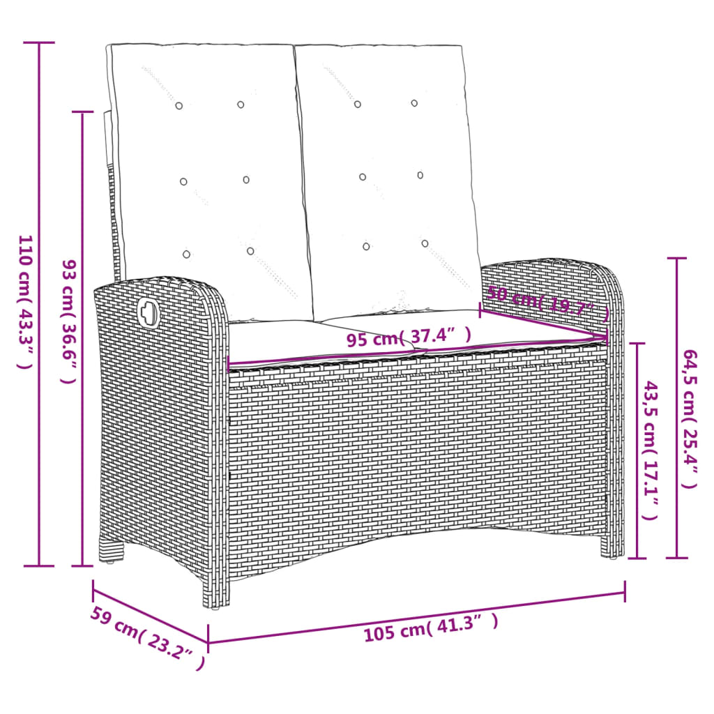 4-tlg. Garten-Essgruppe mit Kissen Schwarz Poly Rattan