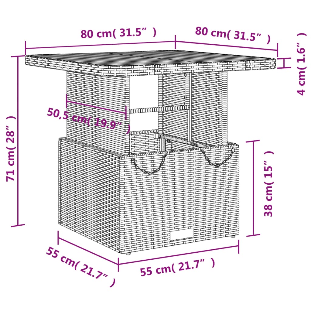 5-tlg. Garten-Essgruppe mit Kissen Beige Poly Rattan