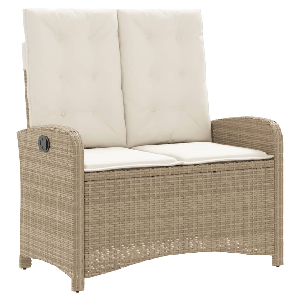 2-tlg. Garten-Essgruppe mit Kissen Beige Poly Rattan