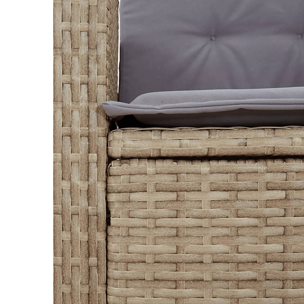 3-tlg. Garten-Essgruppe mit Kissen Beige Poly Rattan